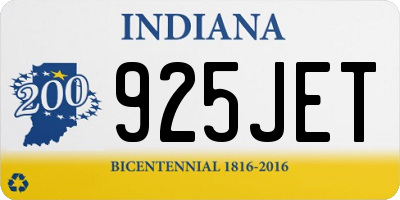 IN license plate 925JET