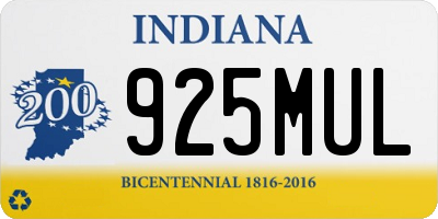 IN license plate 925MUL