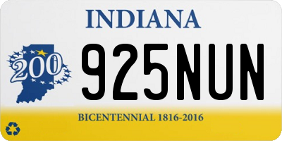 IN license plate 925NUN