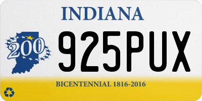 IN license plate 925PUX