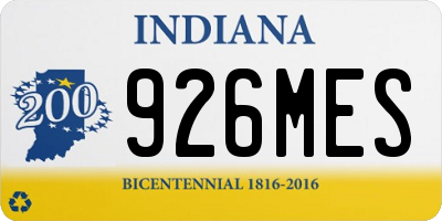 IN license plate 926MES