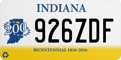 IN license plate 926ZDF