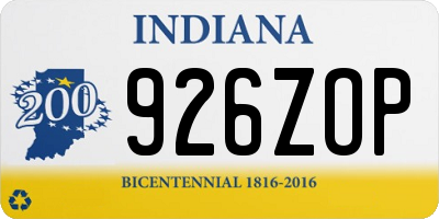 IN license plate 926ZOP