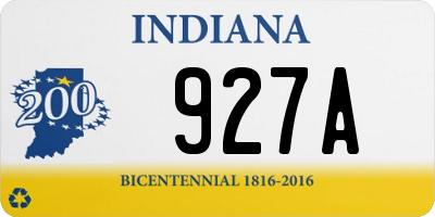 IN license plate 927A