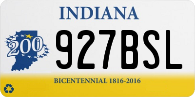 IN license plate 927BSL