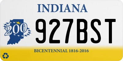 IN license plate 927BST