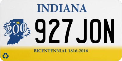 IN license plate 927JON