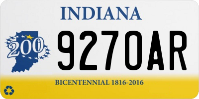 IN license plate 927OAR