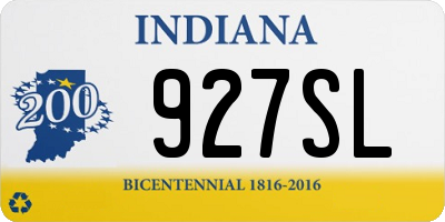 IN license plate 927SL