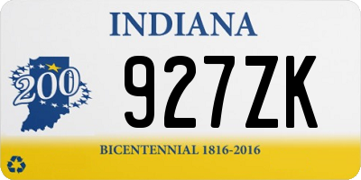 IN license plate 927ZK