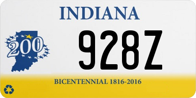 IN license plate 928Z