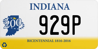 IN license plate 929P