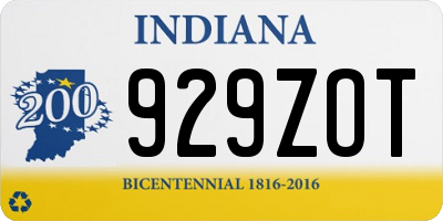 IN license plate 929ZOT