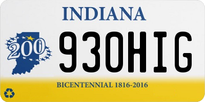 IN license plate 930HIG