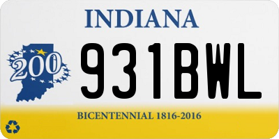 IN license plate 931BWL