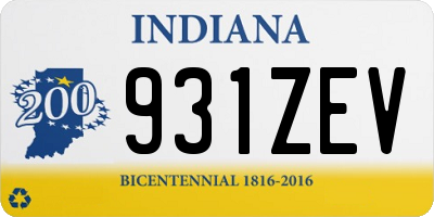 IN license plate 931ZEV