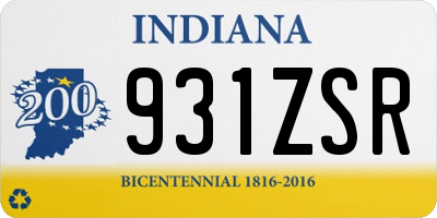 IN license plate 931ZSR