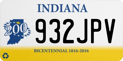 IN license plate 932JPV