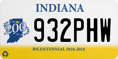 IN license plate 932PHW