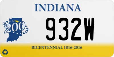 IN license plate 932W