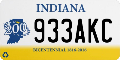 IN license plate 933AKC