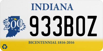 IN license plate 933BOZ