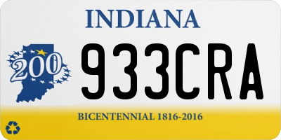 IN license plate 933CRA