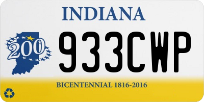 IN license plate 933CWP