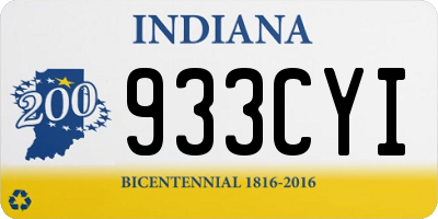IN license plate 933CYI