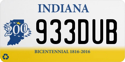 IN license plate 933DUB