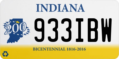 IN license plate 933IBW
