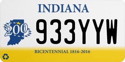 IN license plate 933YYW