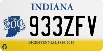 IN license plate 933ZFV