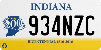 IN license plate 934NZC
