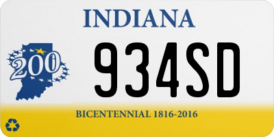 IN license plate 934SD