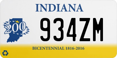 IN license plate 934ZM