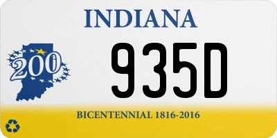 IN license plate 935D