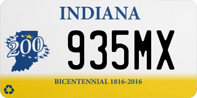 IN license plate 935MX