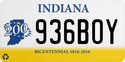 IN license plate 936BOY