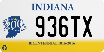 IN license plate 936TX