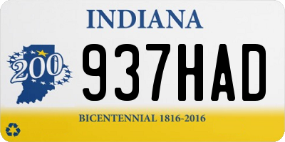 IN license plate 937HAD