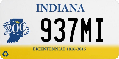 IN license plate 937MI