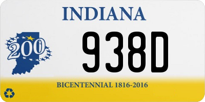 IN license plate 938D