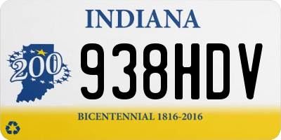 IN license plate 938HDV