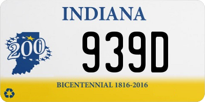 IN license plate 939D