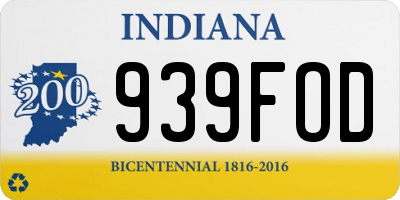 IN license plate 939FOD