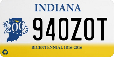 IN license plate 940ZOT