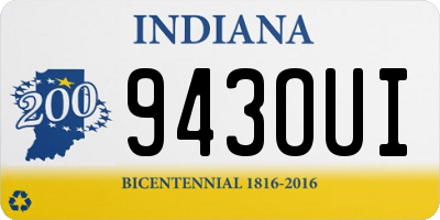 IN license plate 943OUI