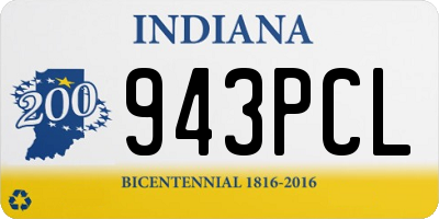 IN license plate 943PCL