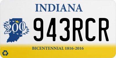 IN license plate 943RCR